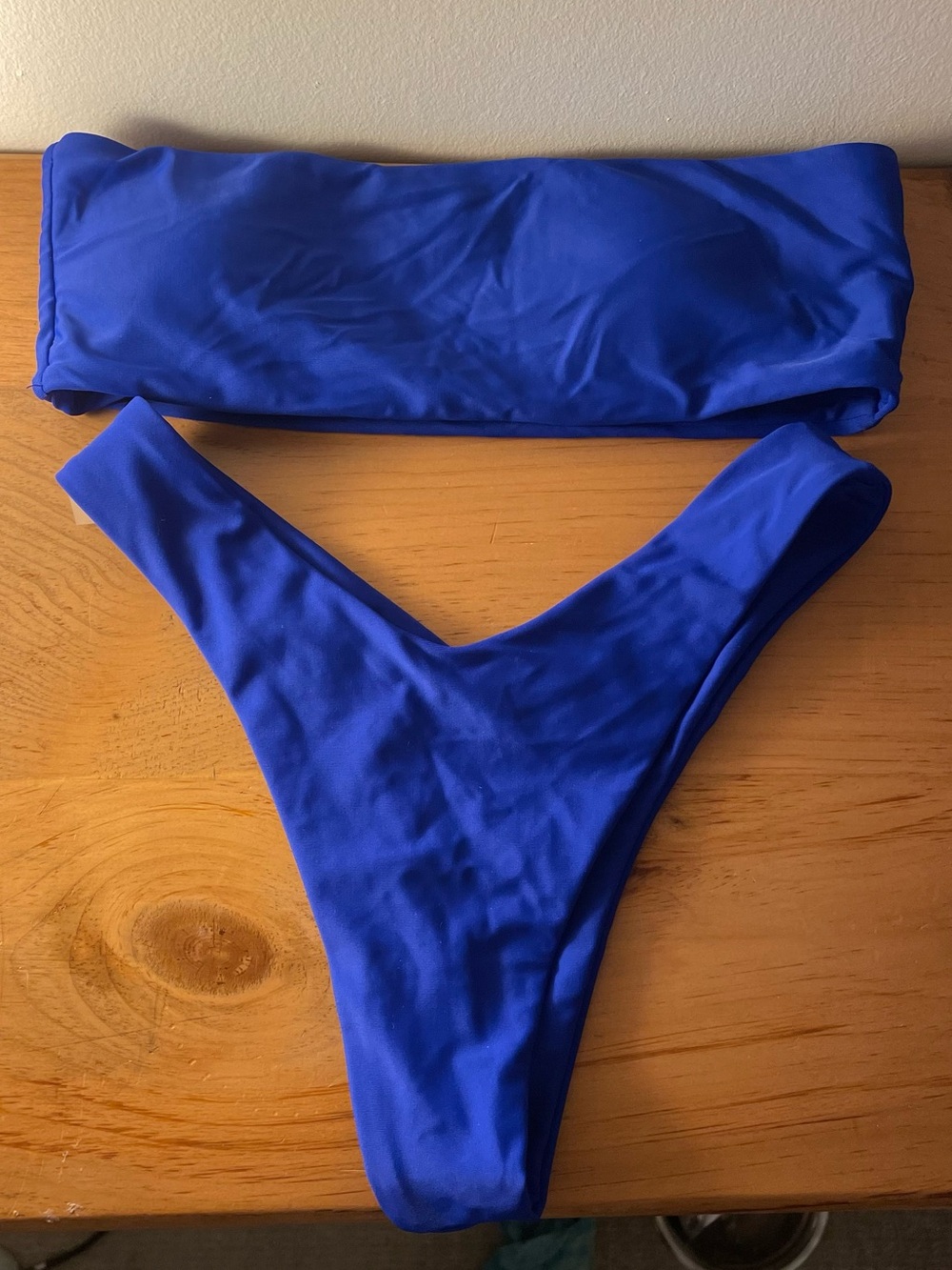 Royal Blue Bikini Set - Strapless Top & High-Cut Bottoms